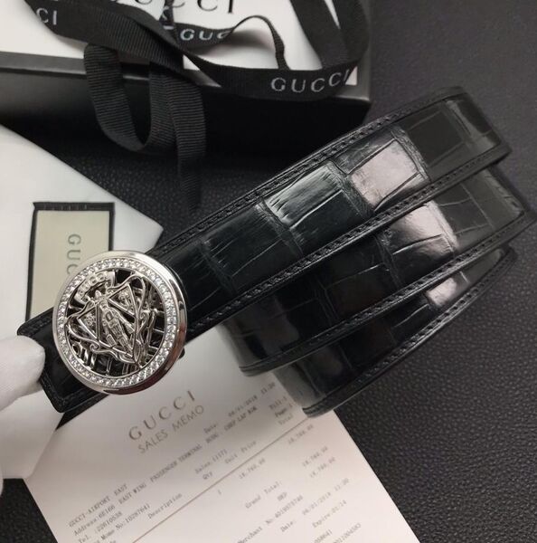 Мужской ремень Gucci мужской кожа черный 52391
