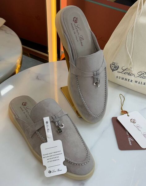 Сабо Loro Piana женский замша графитовый 183881