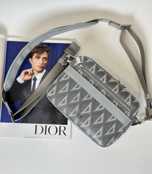 Мужская сумка мессенджер Christian Dior мужской кожа графитовый 133562-2