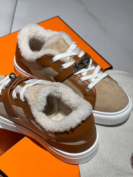 Кеды Hermès женский замша бежевый 166601-4