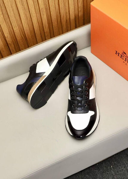 Мужские кроссовки Hermès мужской кожа черный 140293-5