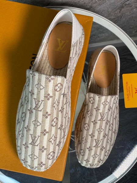 Мужские эспадрильи Louis Vuitton мужской текстиль бежевый 154394-5