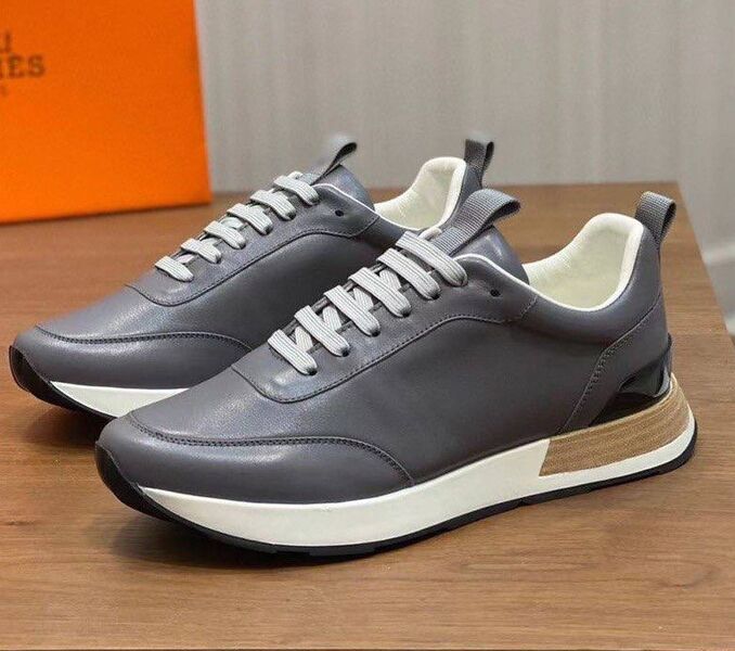 Мужские кроссовки Hermès мужской кожа графитовый 143125