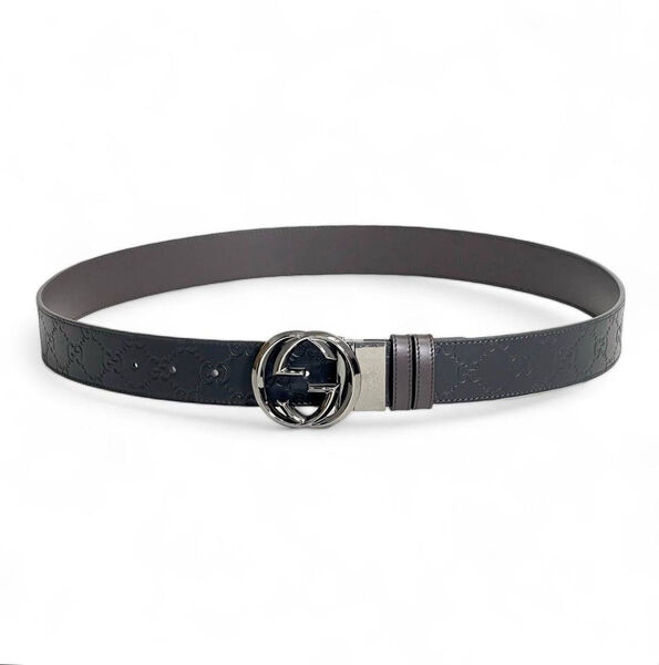 Мужской ремень двухсторонний Gucci мужской кожа черный 151639-2