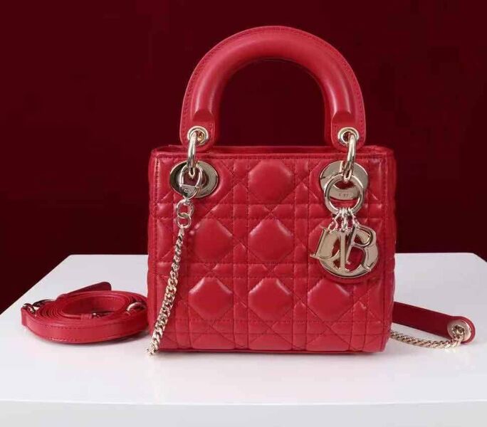 Сумка Christian Dior Lady женский кожа бордовый 192113