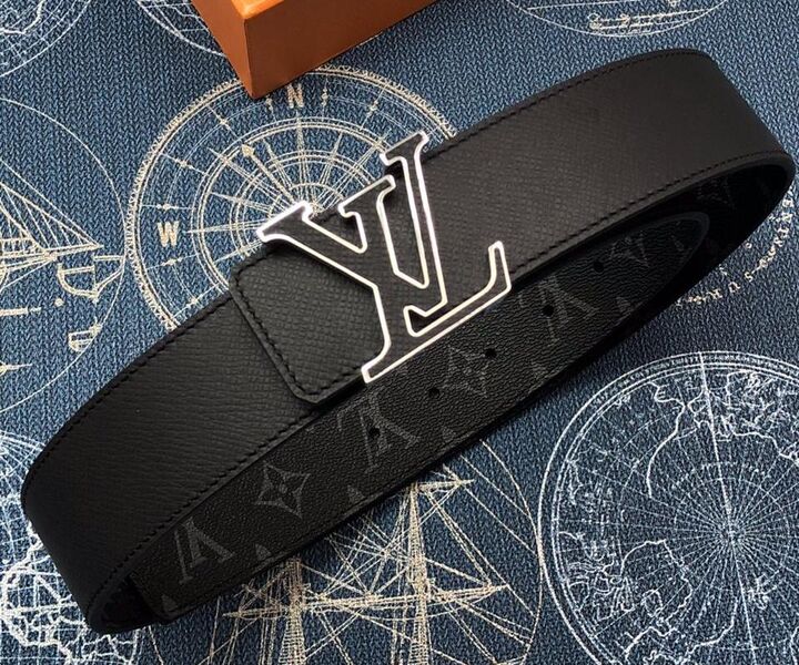 Мужской ремень Louis Vuitton мужской кожа черный 52930