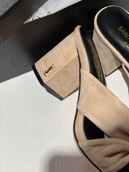 Босоножки Saint Laurent женский замша бежевый 12767-4