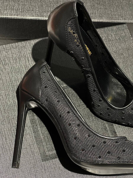 Туфли Saint Laurent женский сетка черный 146216-4