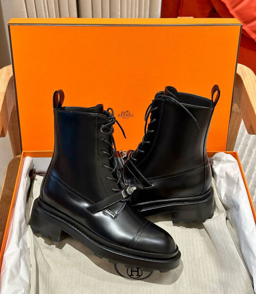 Ботинки Hermès женский кожа черный 13980-11