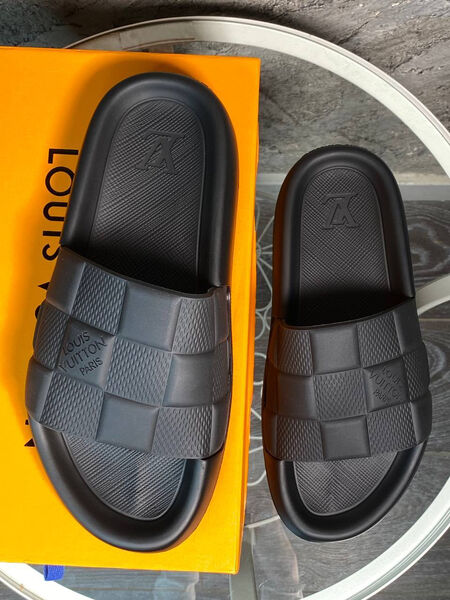 Мужские шлепки Louis Vuitton мужской резина черный 151375-5
