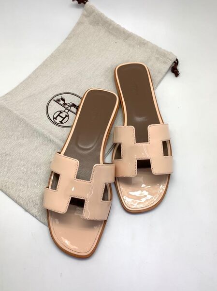 Шлепки Hermès женский кожа бежевый 89227-2