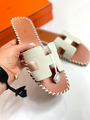 Шлепки Hermès женский кожа бежевый 89545-2