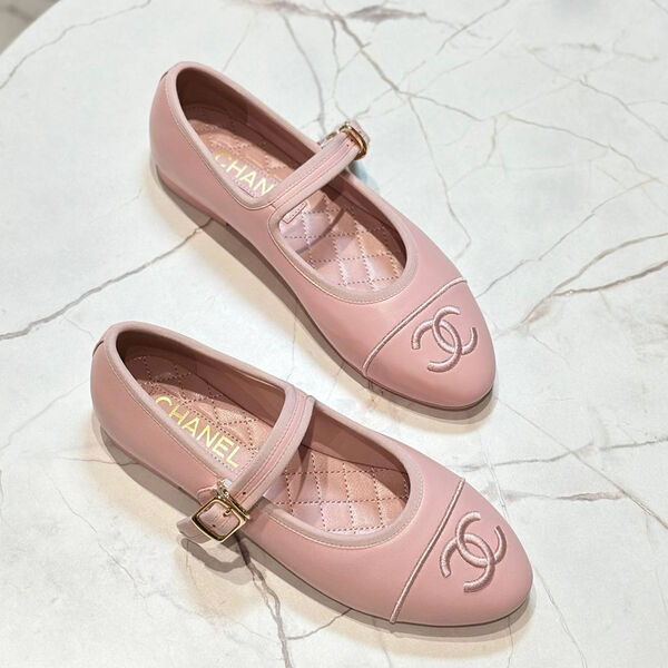 Балетки Chanel женский кожа розовый 149165-2