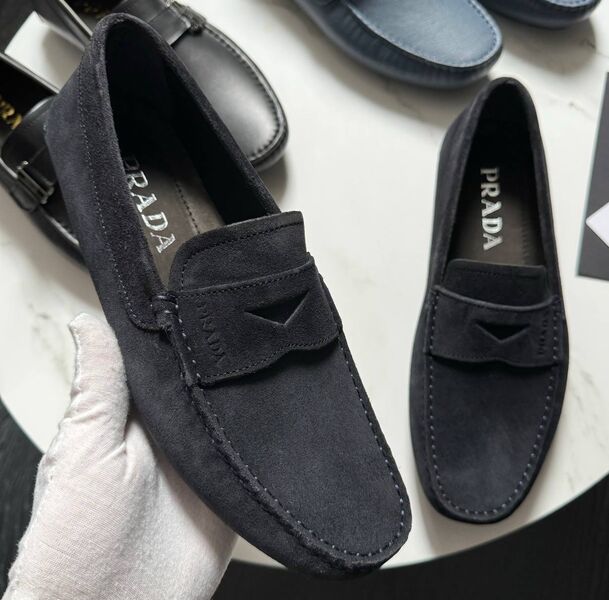Мужские мокасины Prada мужской замша черный 145811