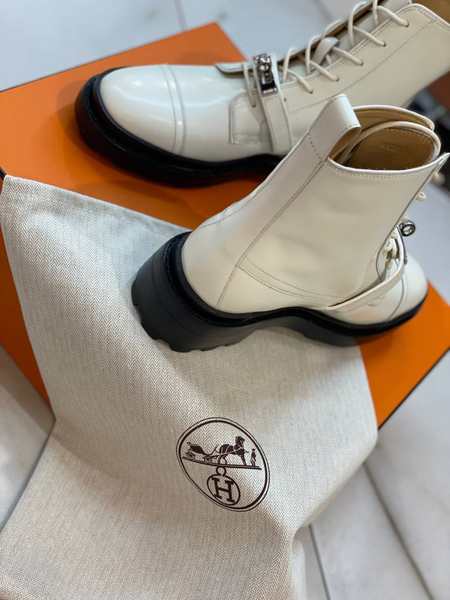 Ботинки Hermès женский кожа белый 13986-5