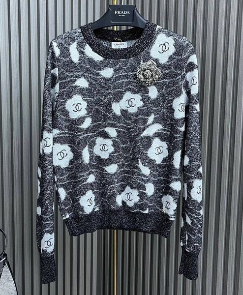 Свитер Chanel женский вязаная ткань графитовый 137488