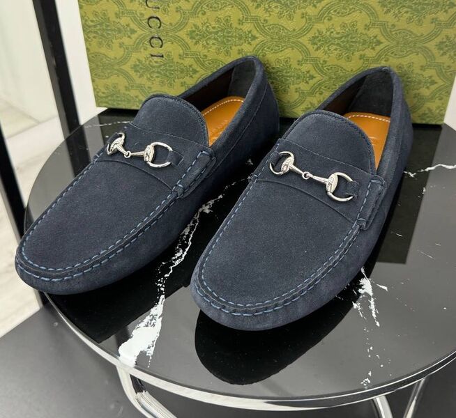 Мужские мокасины Gucci мужской замша синий 195810