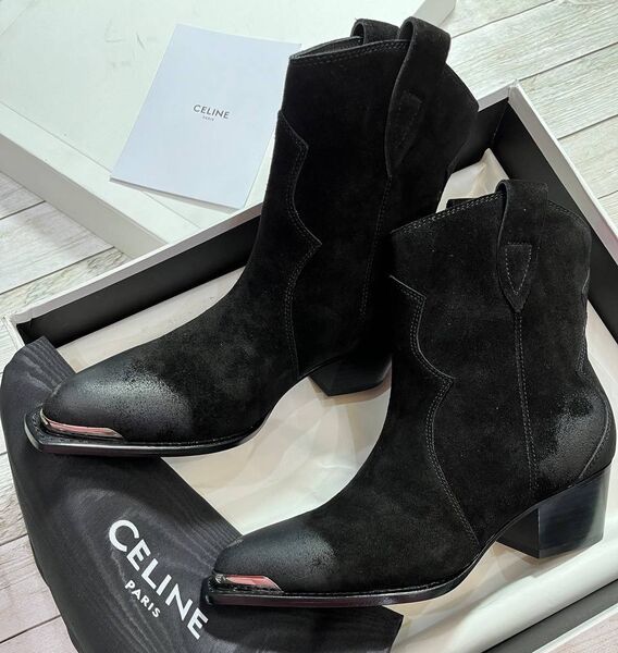 Ботильоны Celine женский замша черный 165695