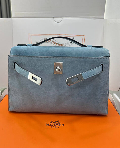 Сумка Hermèskelly Pochette женский замша бирюзовый 155754-3