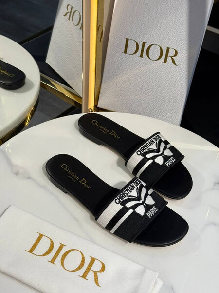 Шлепки Christian Dior женский текстиль черный 191059-2