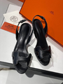 Босоножки Hermès женский кожа черный 12272-3