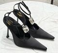 Туфли Saint Laurent женский текстиль черный 182098-1