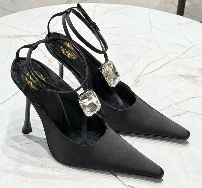 Туфли Saint Laurent женский текстиль черный 182098