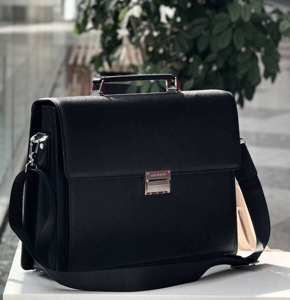 Мужской портфель Montblanc мужской кожа черный 195472-2