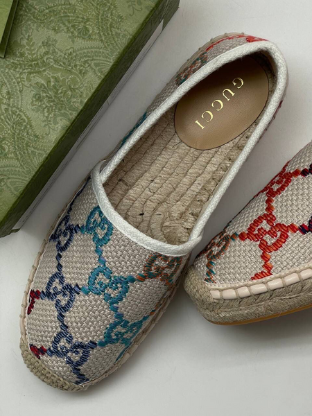 Эспадрильи Gucci женский текстиль бежевый 91376-4