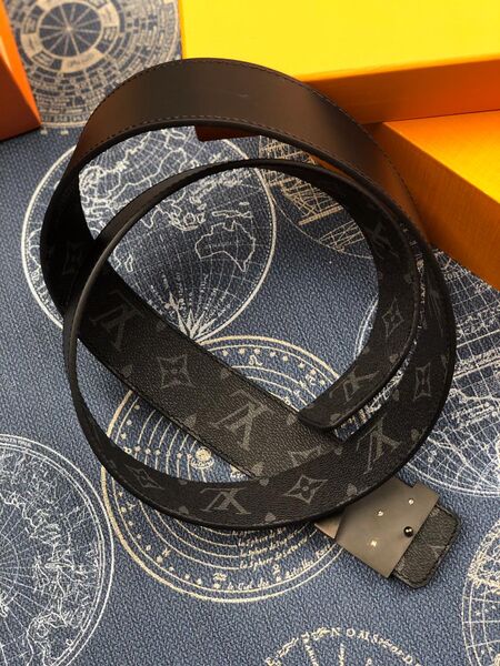 Мужской ремень Louis Vuitton мужской кожа черный 52937-4