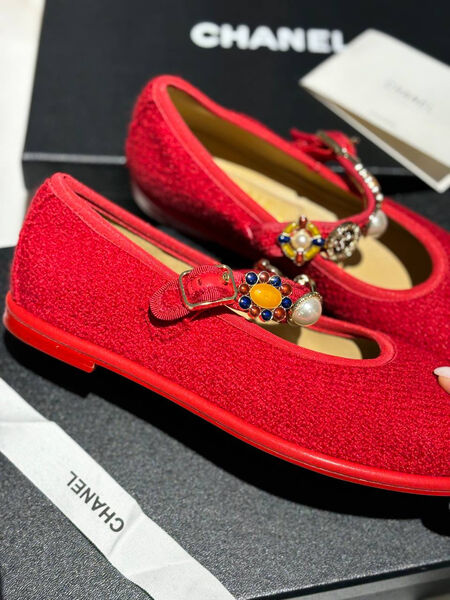 Балетки Chanel женский текстиль бордовый 155950-5