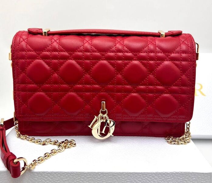 Сумка Christian Dior Handle женский кожа бордовый 152943