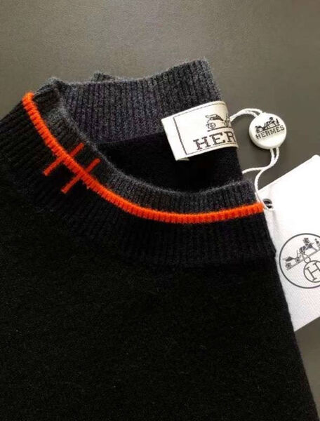 Мужской свитер Hermès мужской вязаная ткань черный 130894-4