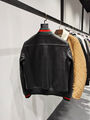 Мужской бомбер Gucci мужской кожа черный 161660-2