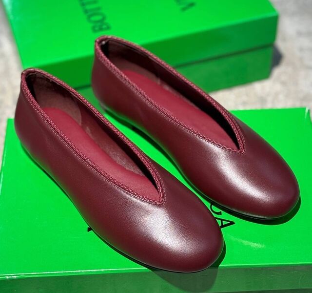 Балетки Bottega Veneta женский кожа бордовый 198809