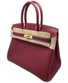 Сумка Hermès Birkin 30 женский кожа бордовый 75322-2