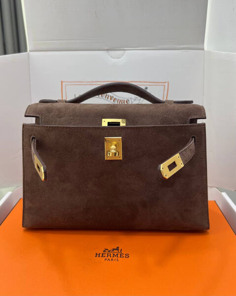 Сумка Hermèskelly Pochette женский замша 155747-3