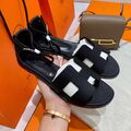 Босоножки Hermès женский кожа черный 4869-1