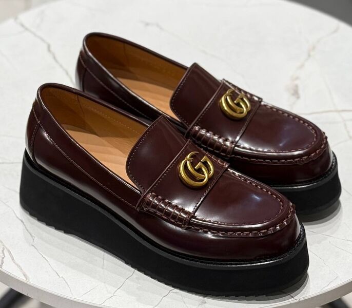 Лоферы Gucci женский кожа бордовый 173771