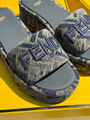 Шлепки Fendi женский текстиль графитовый 188767-3