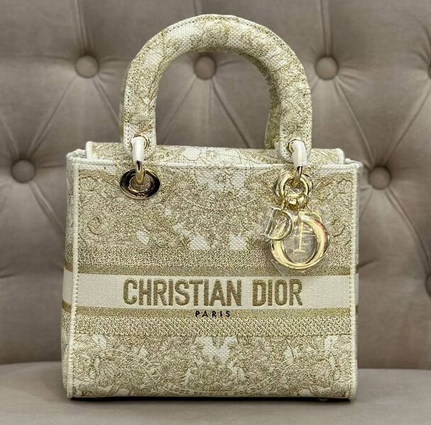 Сумка Christian Dior Lady женский текстиль бежевый 141966