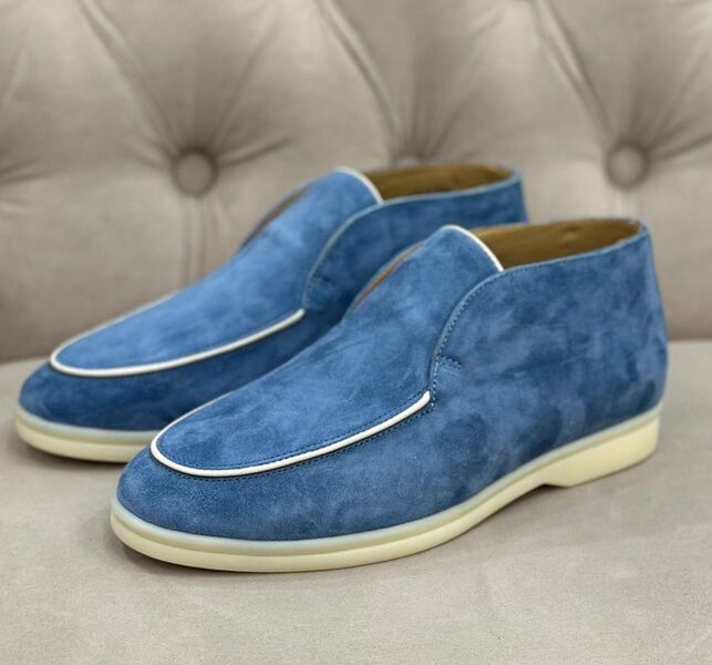 Лоферы Loro Piana женский замша бирюзовый 126435