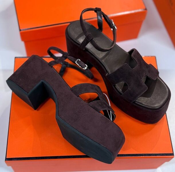 Босоножки Hermès женский замша фиолетовый 185145