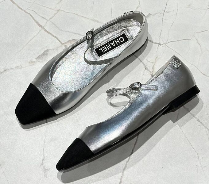 Балетки Chanel женский кожа графитовый 147640