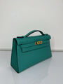 Сумка Hermèskelly 20 Pochette женский кожа бирюзовый 138057-2