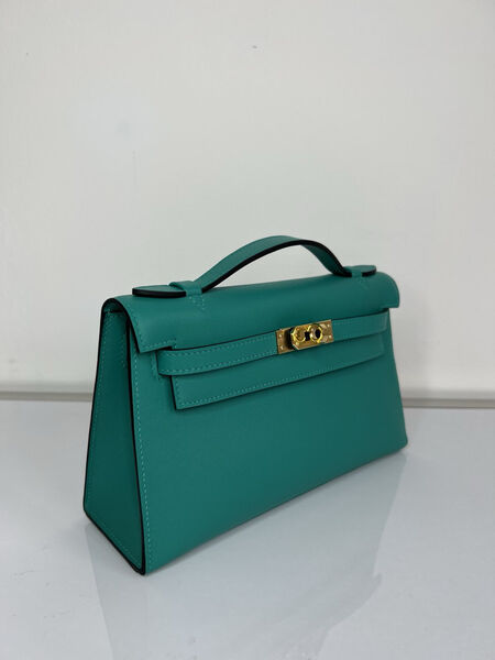 Сумка Hermèskelly 20 Pochette женский кожа бирюзовый 138057-2