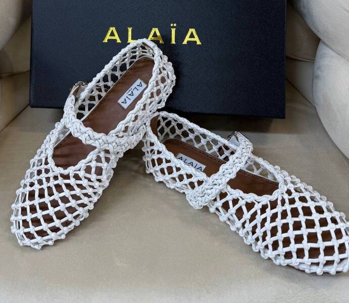 Балетки Alaïa женский кожа белый 184114