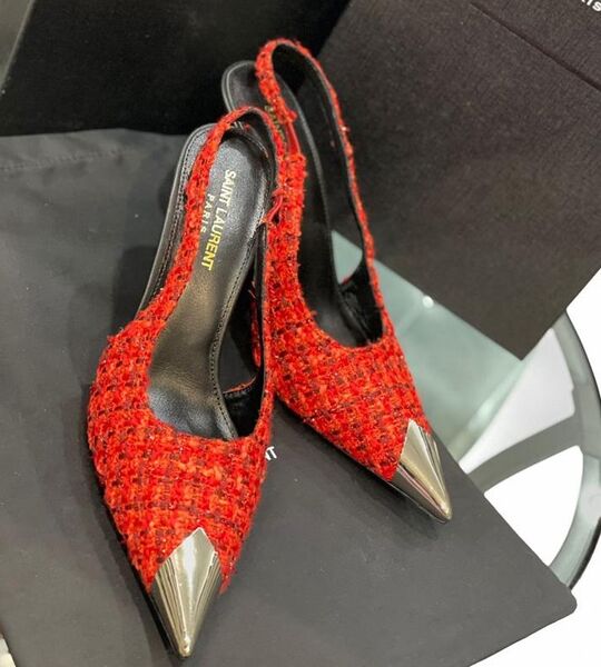 Туфли Saint Laurent женский бордовый 81026