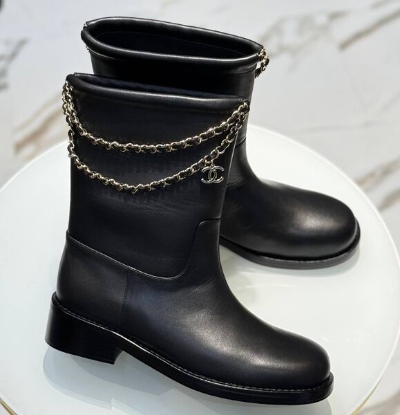 Сапоги Chanel женский кожа черный 199995