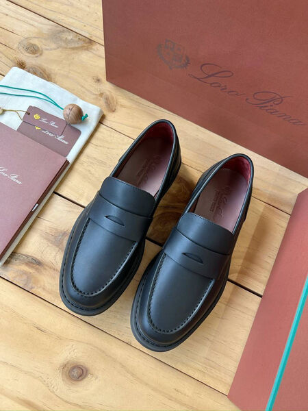 Мужские лоферы Loro Piana мужской кожа синий 135764-2